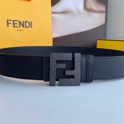 FENDI芬迪   男士FF花纹金属扣头层牛皮双面用腰带4.0cm