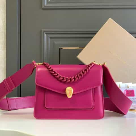 BVLGARI宝格丽石晶紫色小羊皮Serpenti Forever 系列肩背包61879