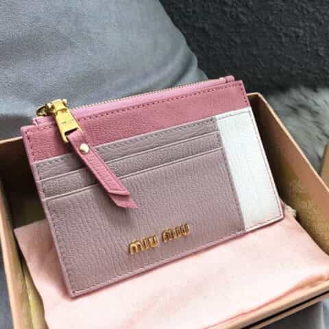 MIUMIU缪缪马德拉斯山羊皮配羊皮内里新款卡包5MC446