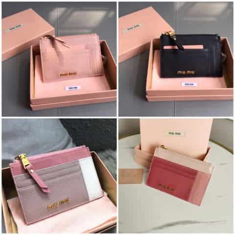 MIUMIU缪缪马德拉斯山羊皮配羊皮内里新款卡包5MC446