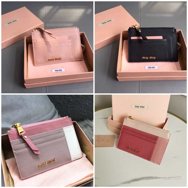 MIUMIU缪缪马德拉斯山羊皮配羊皮内里新款卡包5MC446