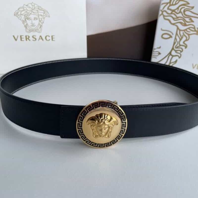 VERACE/范思哲  经典精钢美杜莎人头金属扣头层牛皮双用腰带3.8cm