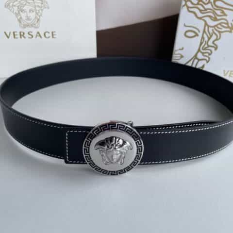 VERACE/范思哲  经典精钢美杜莎人头金属扣头层牛皮双用腰带3.8cm