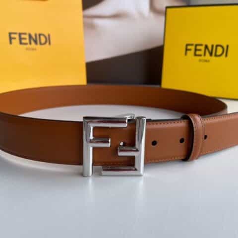 FENDI芬迪男士FF徽标精湛工艺金属扣，头层牛皮腰带