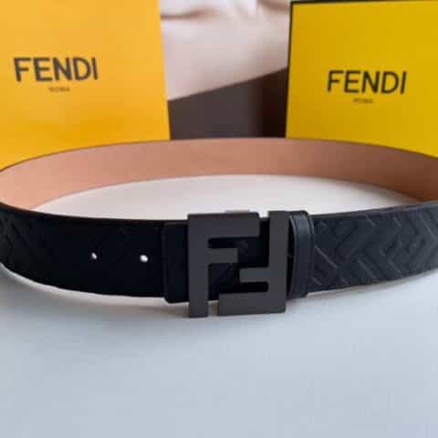 FENDI芬迪男士FF微标精湛工艺金属扣，头层牛皮腰带4.0cm