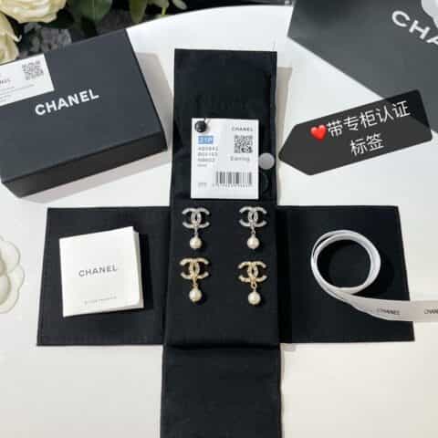2021新款CHANEL香奈儿双c珍珠耳钉耳环