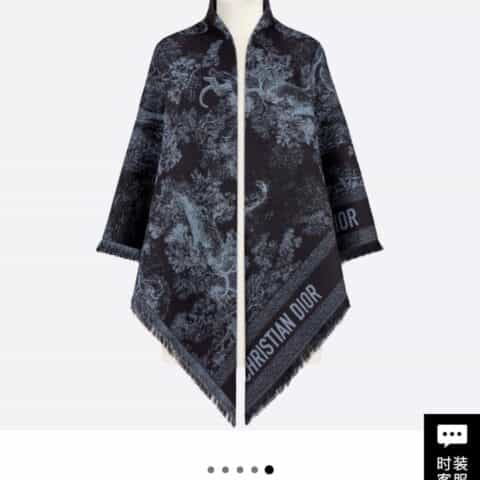 Dior迪奥海军蓝色茹伊印花披肩毛毯12TOJ090I605_C543