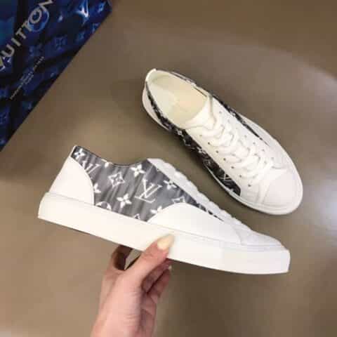 LV/路易威登   拼接头层牛皮奢品男士tattoo帆布运动鞋