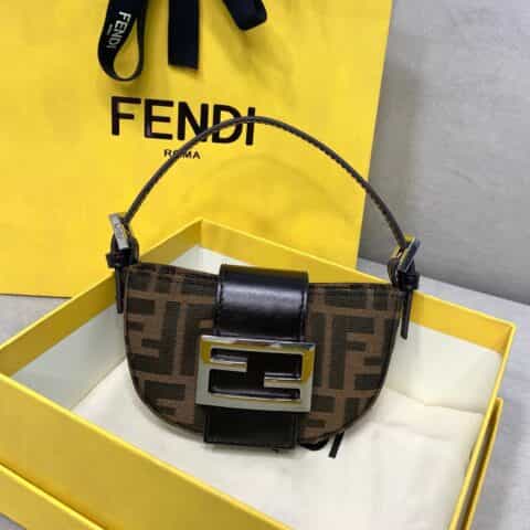 FENDI芬迪帆布FFLOGO中古mini小元宝8321