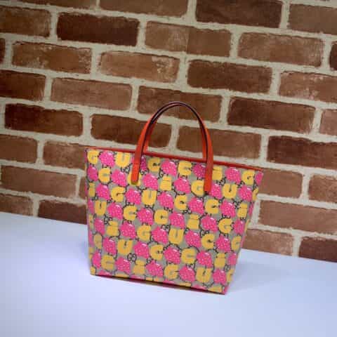 GUCCI古驰草莓陈皮印花购物袋410812