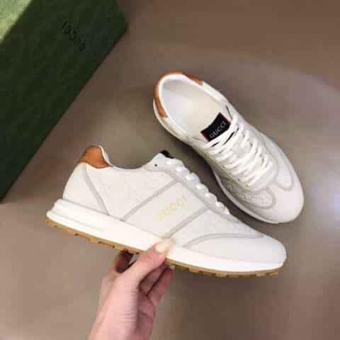 GUCCI古驰    进口压纹小牛皮G家男士GG运动鞋