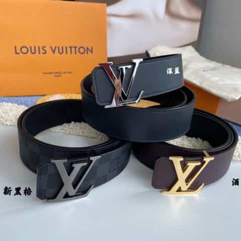 LV/路易威登  字母logo金属进口牛皮男士腰带40mm