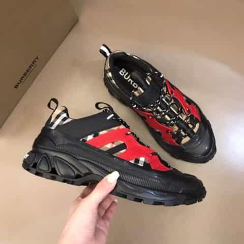 BURBERRY巴宝莉   Vintage 复古格纹棉质面料与尼龙时装秀款 Union 运动鞋