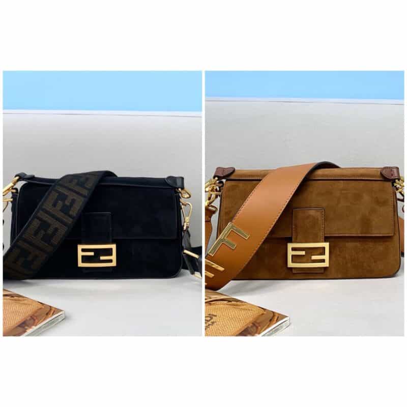 FENDI芬迪老花麂皮绒材质BAGUETTE手袋320AM