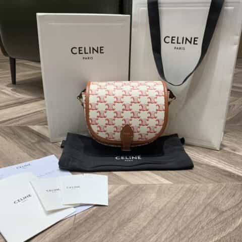 Celine思琳 Medium Folco bag 马鞍包 191502红花