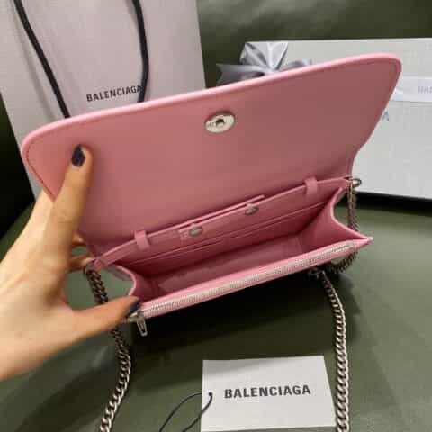 Balenciaga B wallet on chain 豆腐包 593615鳄鱼纹粉色粉扣