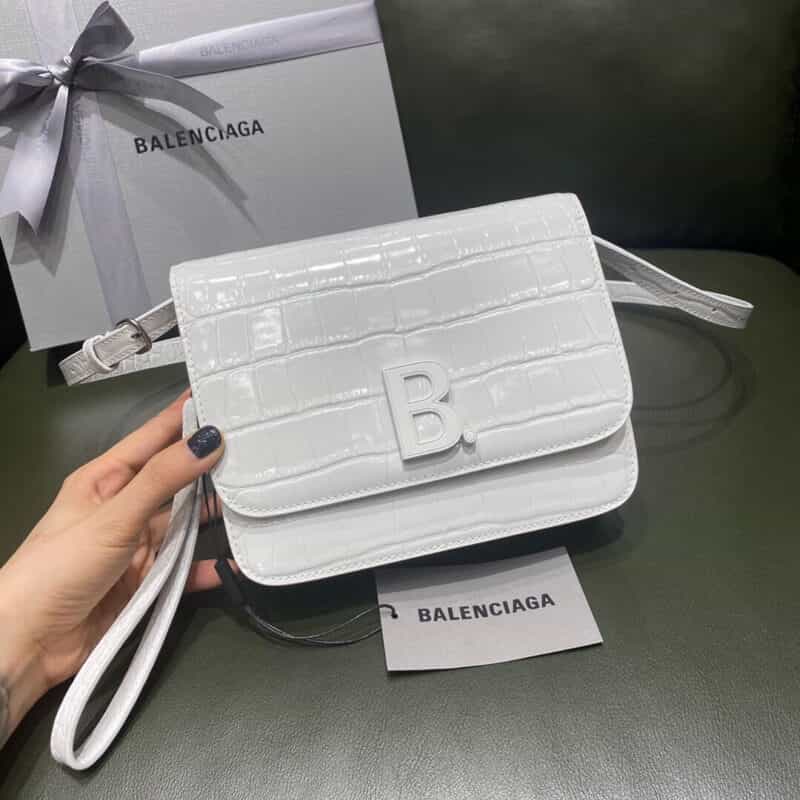 Balenciaga B.Small Bag 豆腐包 618156鳄鱼纹白色白扣