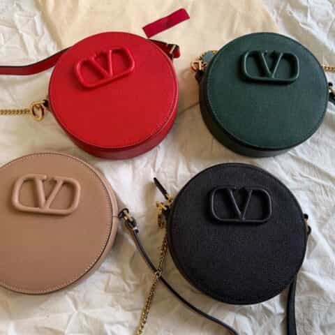 Valentino华伦天奴牛皮包面LOGO圆饼包7788