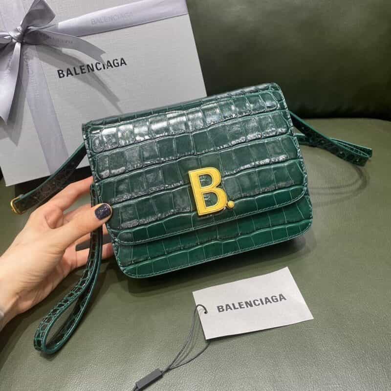 Balenciaga B.Small Bag 豆腐包 618156鳄鱼纹绿色金扣