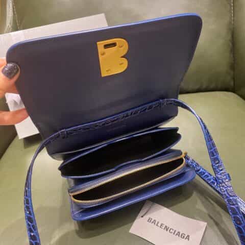Balenciaga B.Small Bag 豆腐包 618156鳄鱼纹宝蓝色金扣