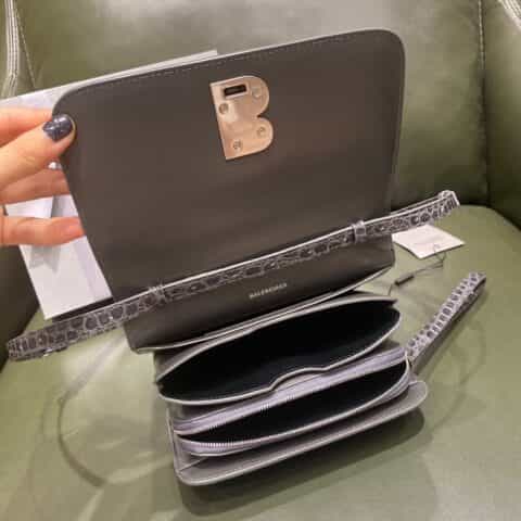 Balenciaga B.Small Bag 豆腐包 618156鳄鱼纹石墨灰色银扣