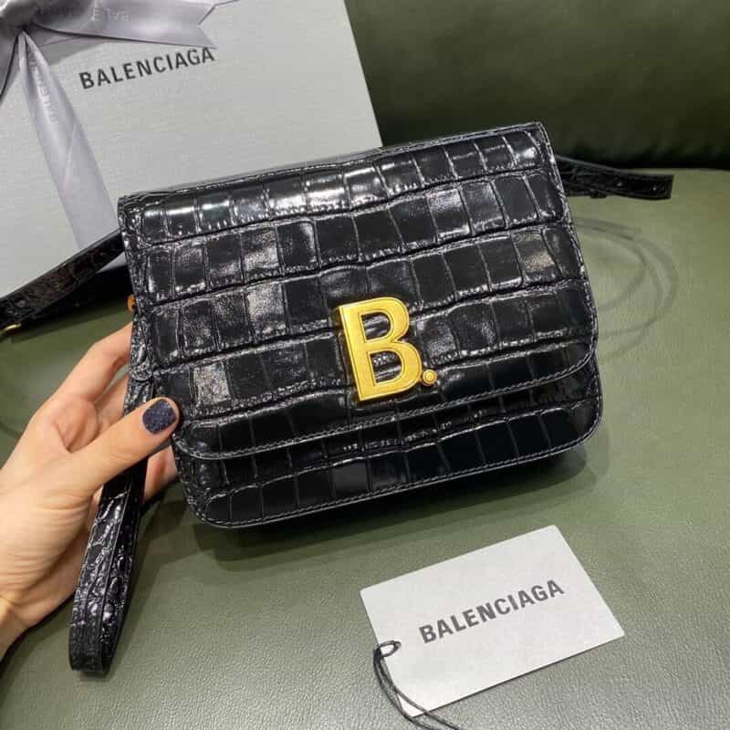 Balenciaga B.Small Bag 豆腐包 618156鳄鱼纹黑色金扣