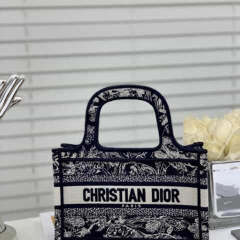 Dior蓝色刺绣Reverse茹伊印花Mini Tote S5475ZRGO_M928