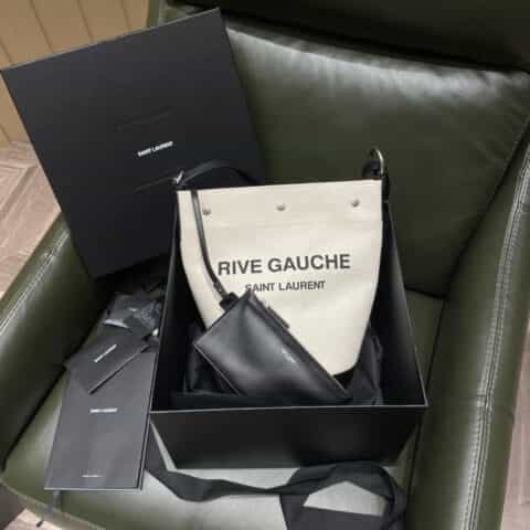 Saint laurent Ysl RIVE GAUCHE法式麻布水桶包 669299黑色