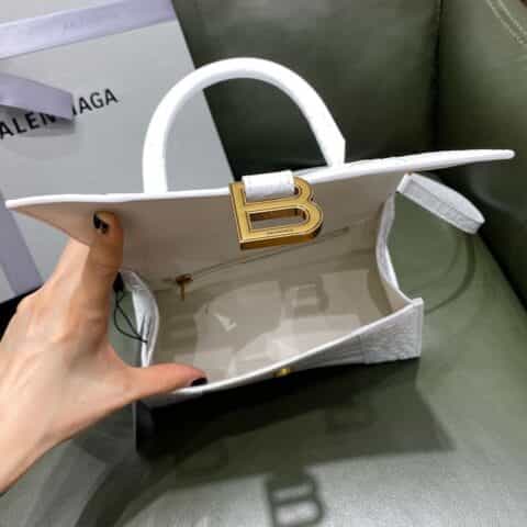 Balenciaga Hourglass X 鳄鱼纹沙漏包 593546白色金扣
