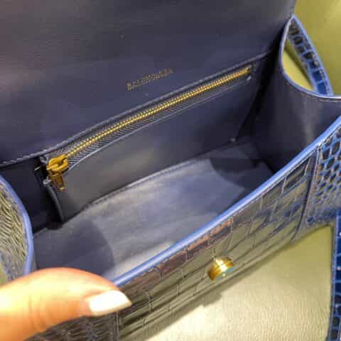 Balenciaga Hourglass S 鳄鱼纹沙漏包 593546宝蓝色金扣
