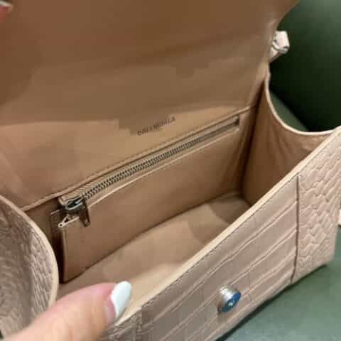 Balenciaga Hourglass S 鳄鱼纹沙漏包 593546裸粉银扣