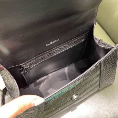 Balenciaga Hourglass X 鳄鱼纹沙漏包 593546黑色枪扣