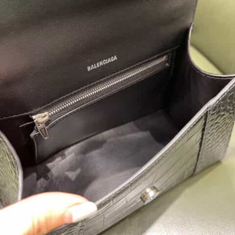 Balenciaga Hourglass X 鳄鱼纹沙漏包 593546黑色银扣