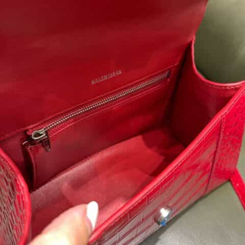 Balenciaga Hourglass X 鳄鱼纹沙漏包 593546红色红扣