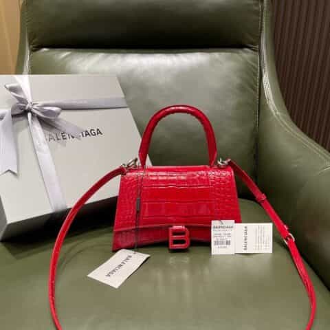 Balenciaga Hourglass X 鳄鱼纹沙漏包 593546红色红扣