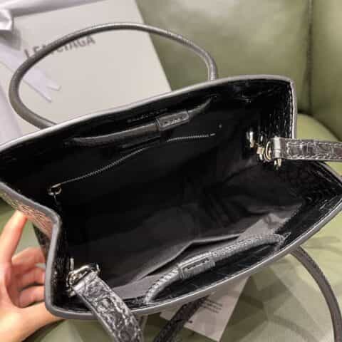 Balenciaga Shopping Bag 鳄鱼纹购物纸袋包 572411黑色
