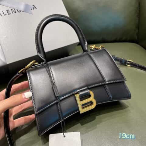 Balenciaga Hourglass XS 平纹沙漏包 592833黑色金扣