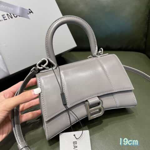 Balenciaga Hourglass XS 平纹沙漏包 592833灰色银扣