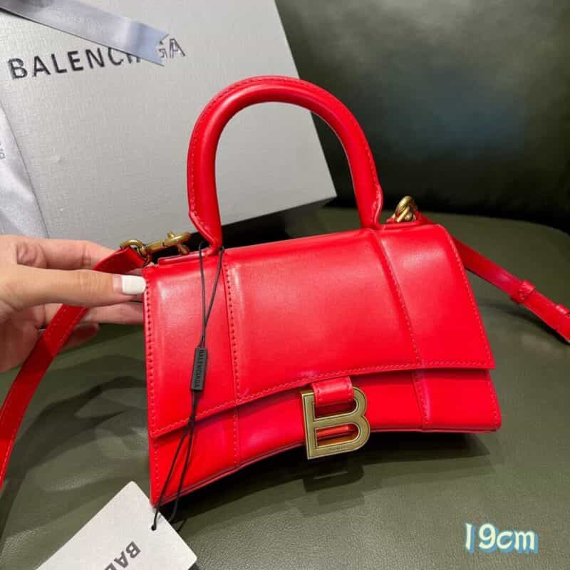 Balenciaga Hourglass XS 平纹沙漏包 592833红色金扣