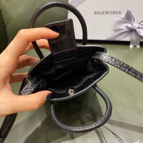 Balenciaga Shopping Bag 鳄鱼纹购物纸袋包 593826黑色