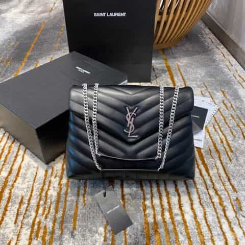 Saint laurent Ysl LouLou Y形挎包 459749黑色银扣