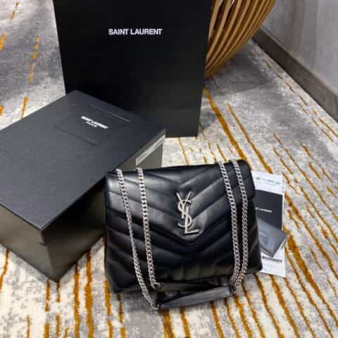 Saint laurent Ysl LouLou Y形挎包 494699黑色银扣