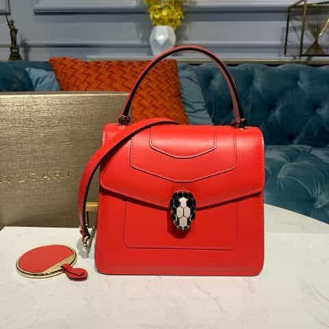 BVLGARI宝格丽马卡龙色系意大利小牛皮三层手提包38329