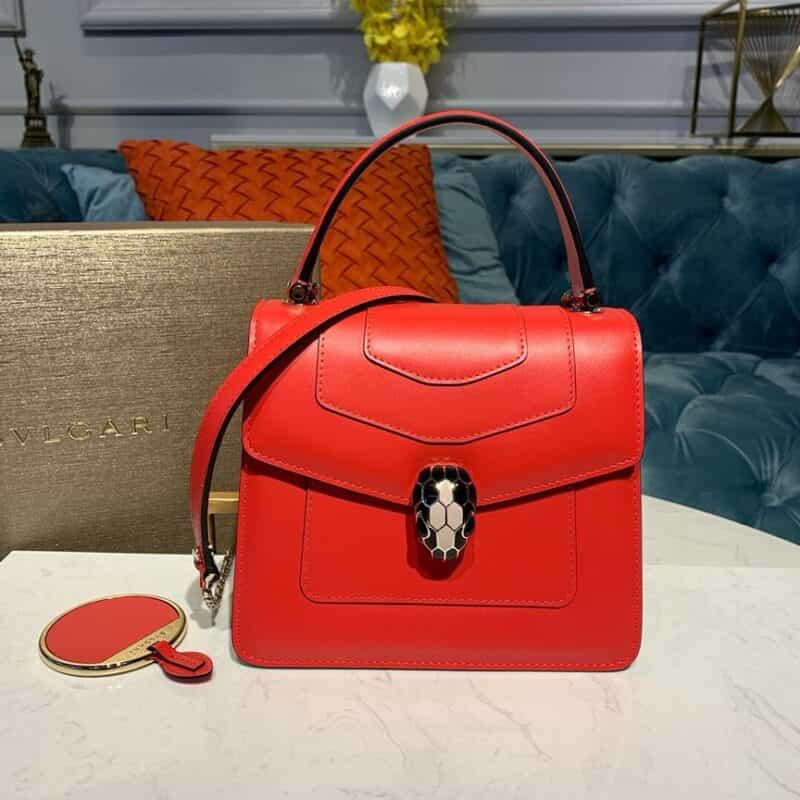 BVLGARI宝格丽马卡龙色系意大利小牛皮三层手提包38329