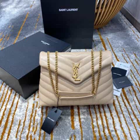 Saint laurent Ysl LouLou Y形挎包 459749杏色金扣
