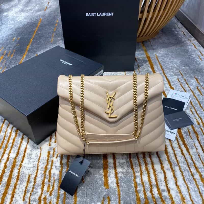 Saint laurent Ysl LouLou Y形挎包 459749杏色金扣