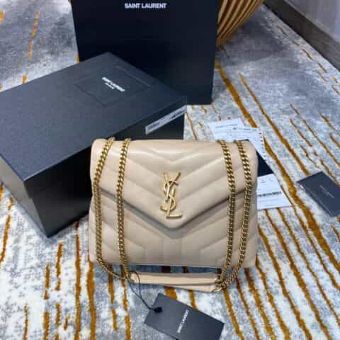 Saint laurent Ysl LouLou Y形挎包 494699杏色金扣
