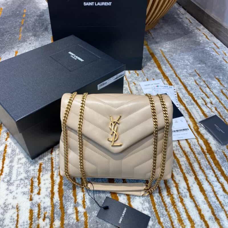 Saint laurent Ysl LouLou Y形挎包 494699杏色金扣