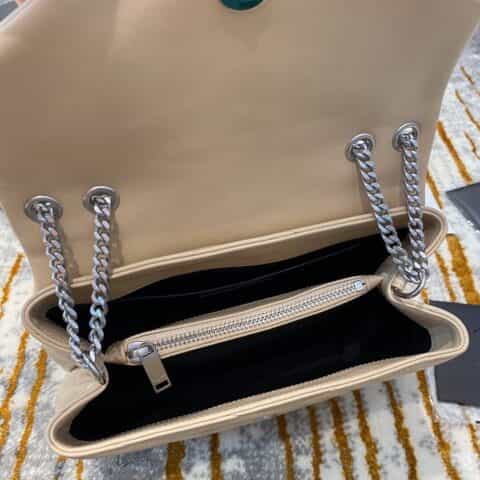Saint laurent Ysl LouLou Y形挎包 494699杏色银扣