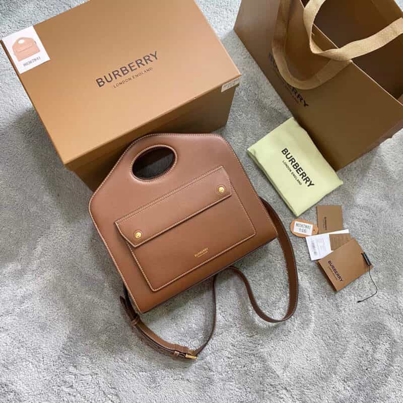 Burberry巴宝莉意大利鞣制缉明线皮革托特包